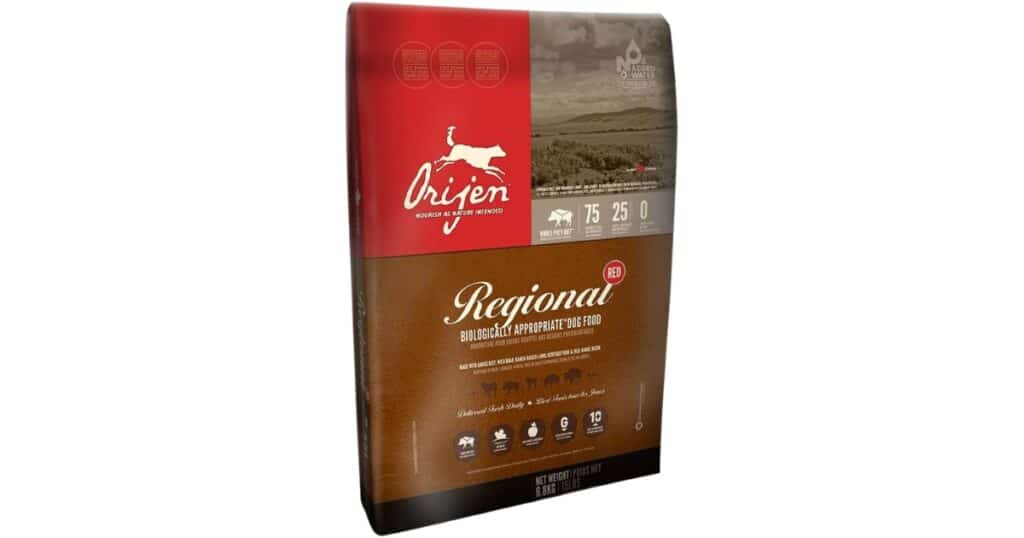 "Orijen senior dry dog food high protein formula for senior pitbull joint support"