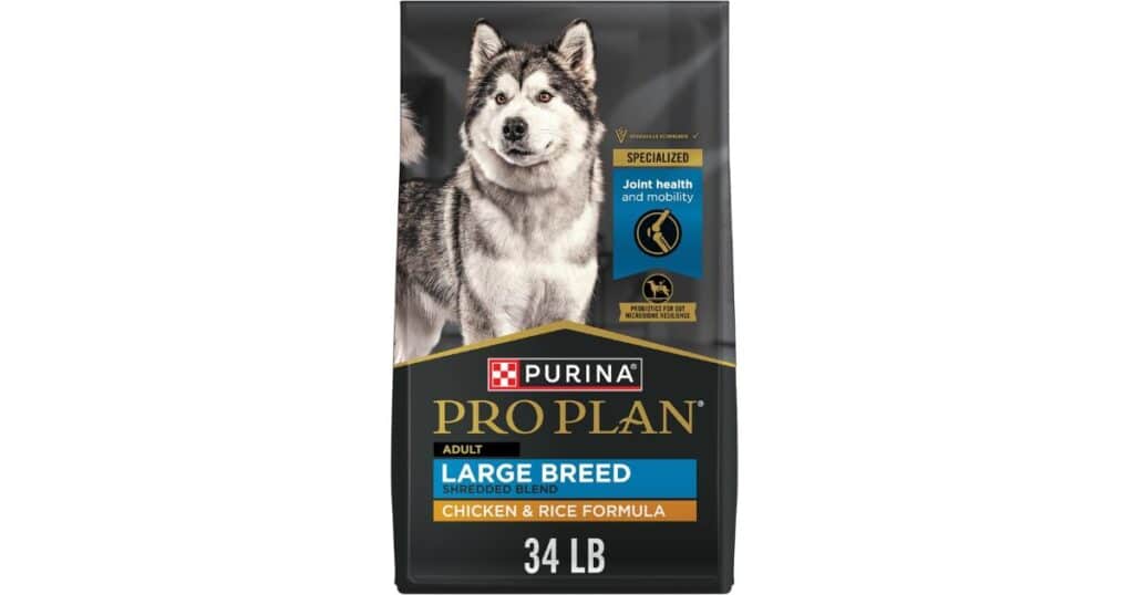 "Purina Pro Plan senior large breed dog food with joint support for pitbulls"
